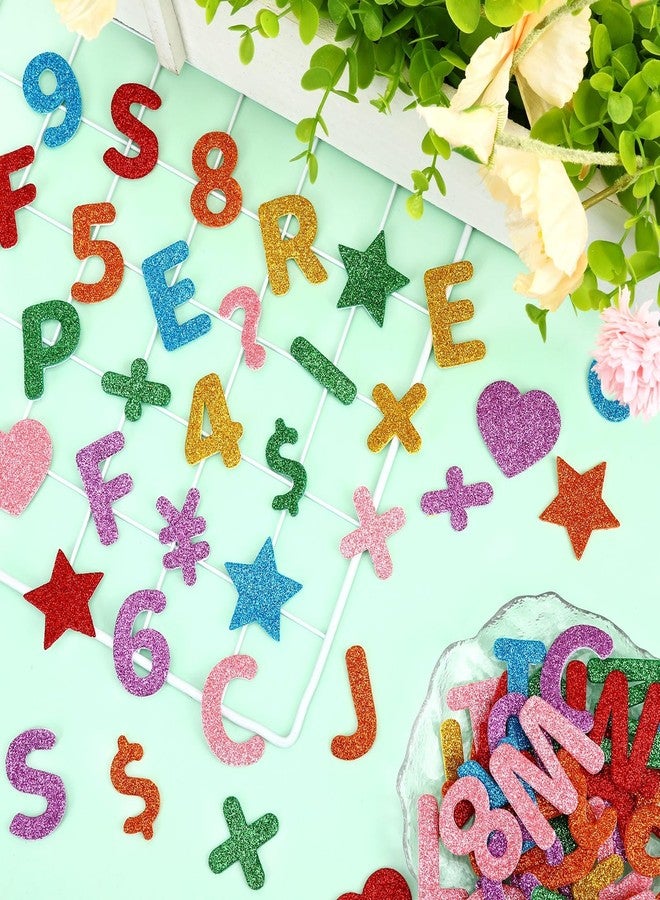 JULBEAR 300 Pcs Foam Letters Stickers Foam Alphabet Sticker for DIY Crafts Colorful Glitter Numbers Self-Adhesive Decoration for School First Day of School - Image 3